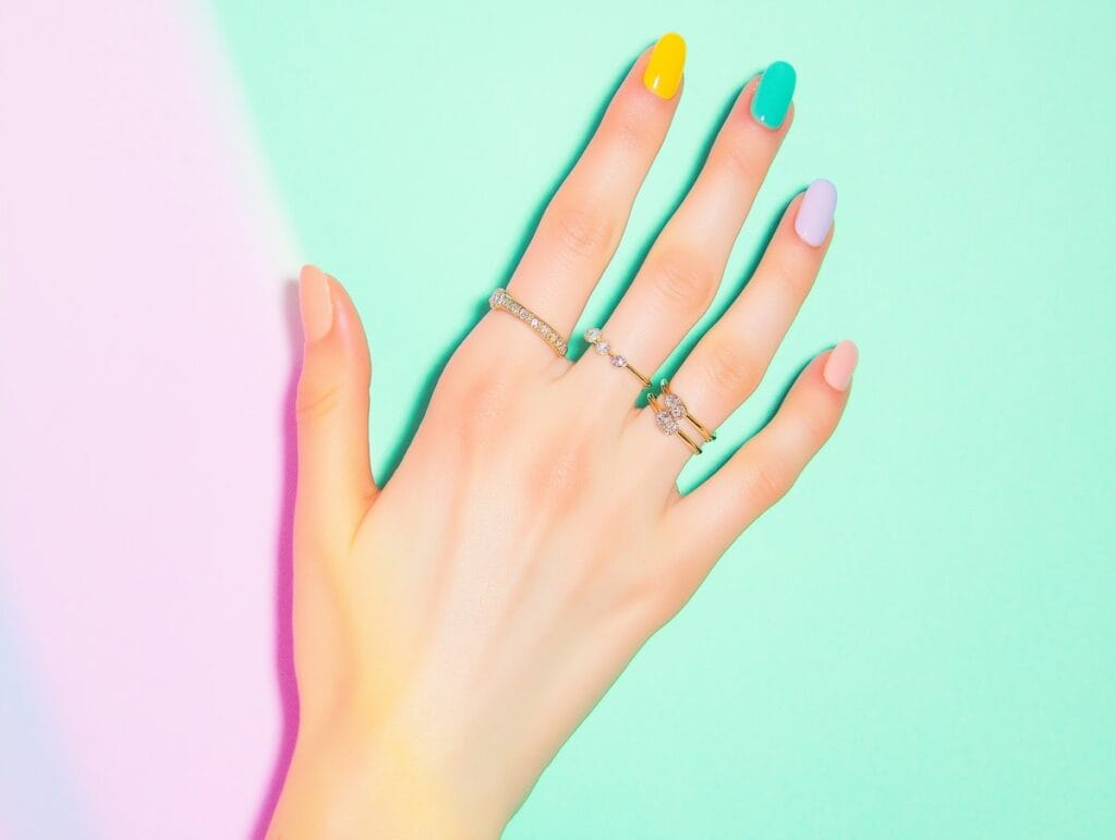 Mẫu nail pastel phối màu dễ thương – kỹ thuật phối màu căn bản trong chương trình học nail tại Jasmine.