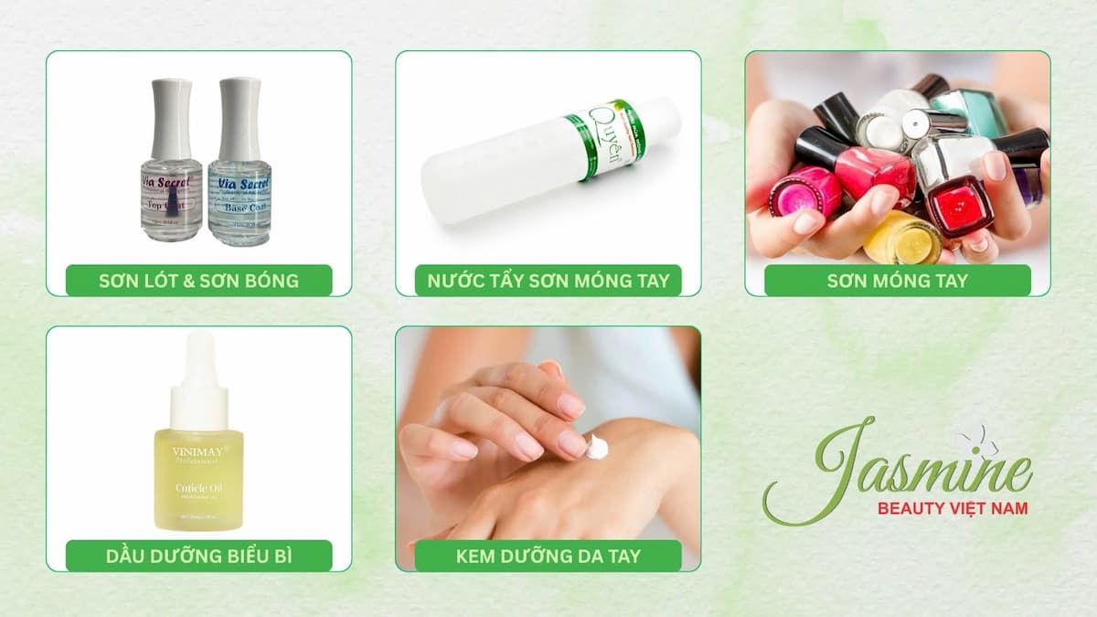 Bộ sản phẩm sơn và dưỡng móng cơ bản giúp chăm sóc móng tay tại nhà hiệu quả và an toàn