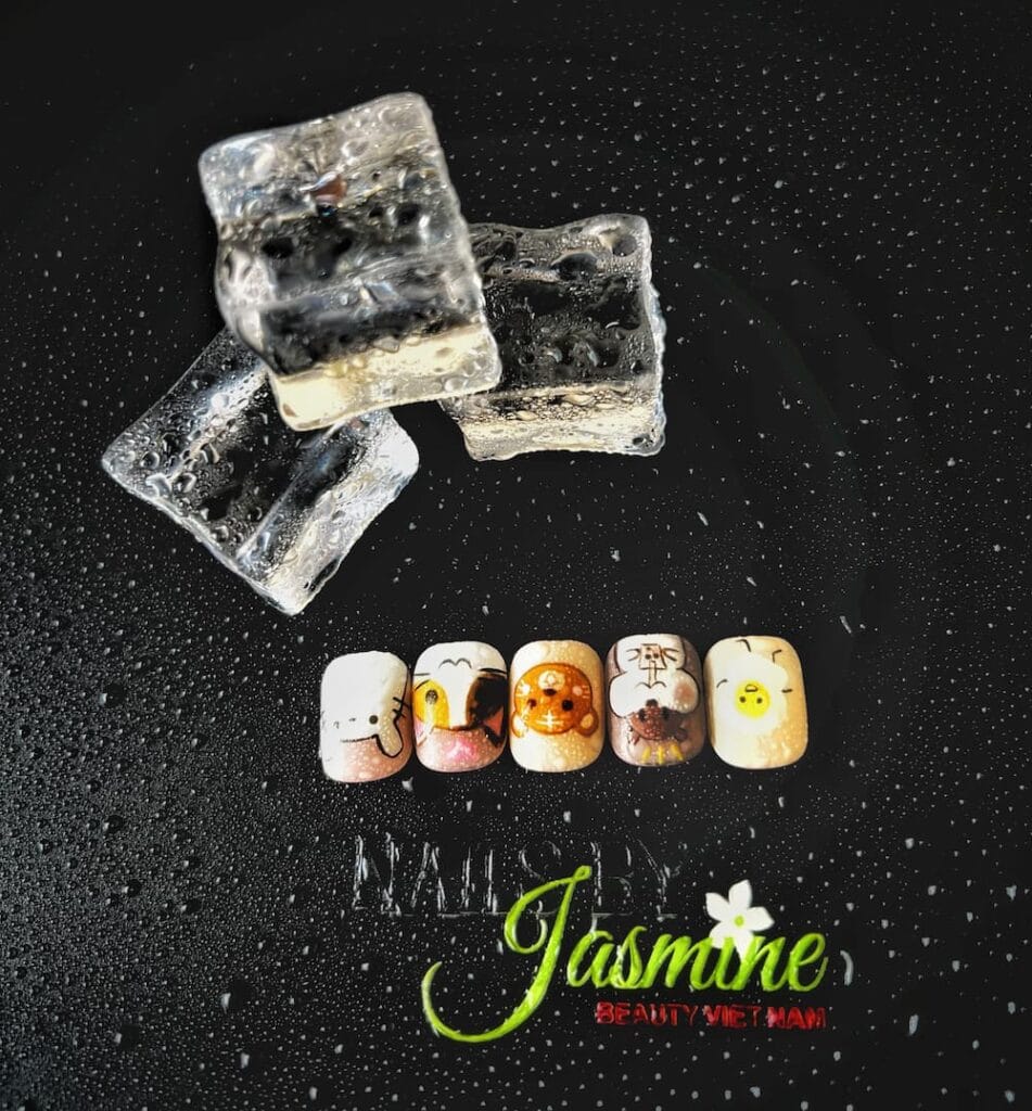 Mẫu móng vẽ hoạt hình giúp học viên rèn tay và sáng tạo tại Jasmine
