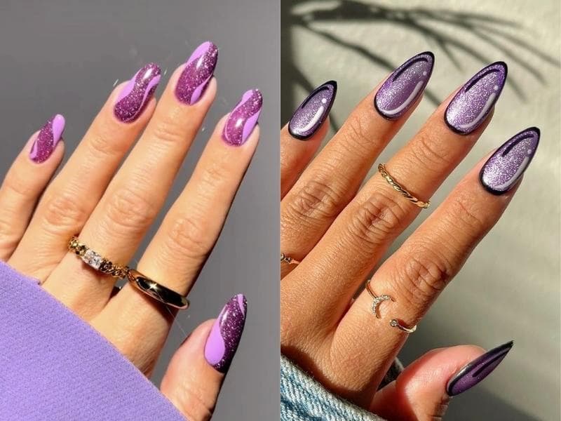 Mẫu nail ánh kim nhũ nhẹ phù hợp tiệc tối – mẫu nail hot 2025