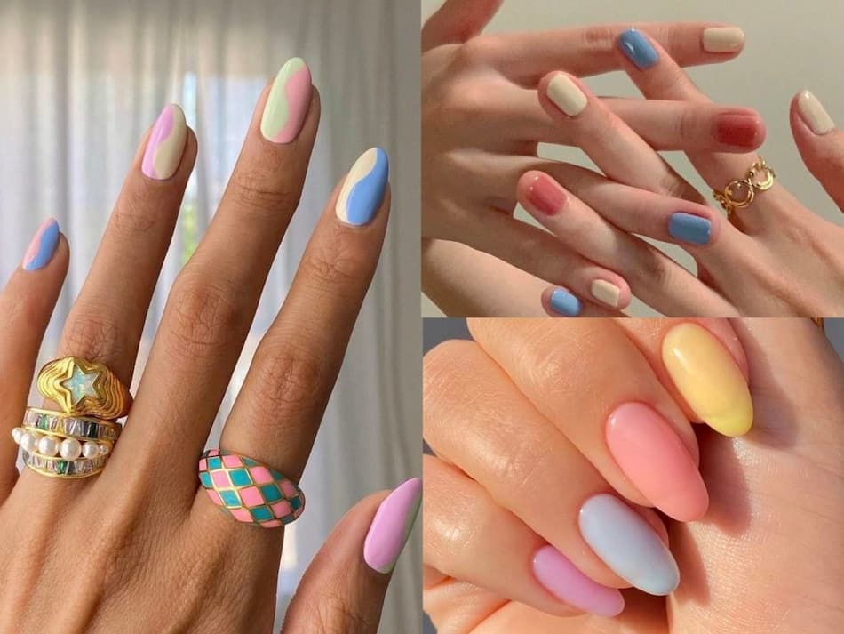 Tổng hợp mẫu nail nhiều tông phối ngẫu nhiên: pastel nhẹ, tông đất, tông nổi và phối màu cá tính