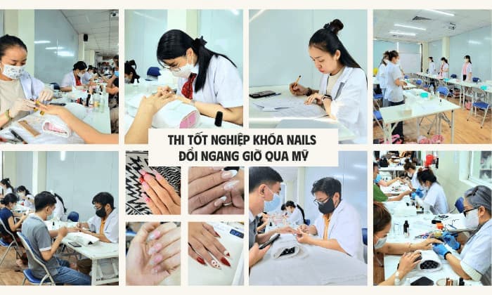 Học viên thi tốt nghiệp khóa Nails đổi ngang giờ qua Mỹ tại Jasmine Beauty School