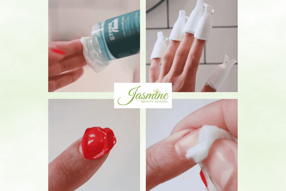 quy trình tháo sơn gel bằng acetone – dùng dung dịch tẩy móng và kẹp móng đúng cách