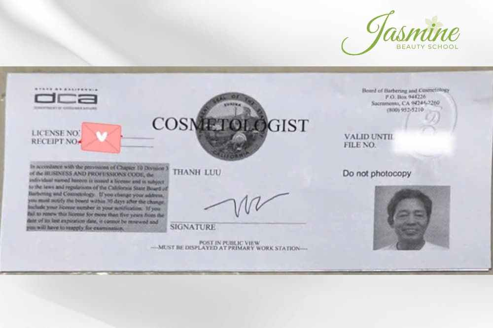 Bằng hành nghề cosmetology tại California do State Board cấp
