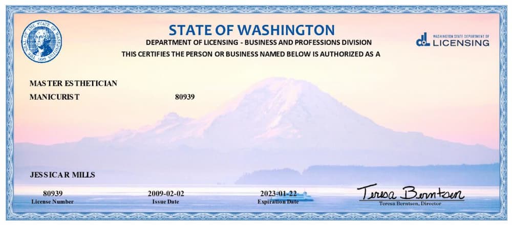 Bằng thẩm mỹ tại bang Washington